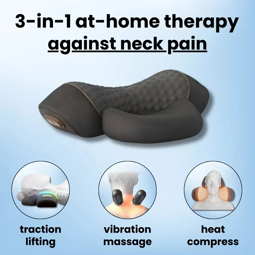 Neck Traction Pillow - COSSEAL-3-в-1 массажер для шеи, подушка для